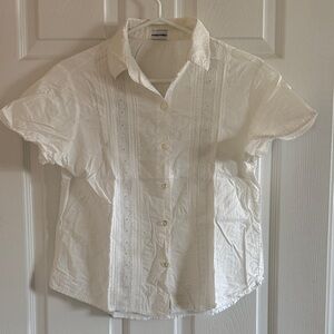 White Short Sleeve Button-Up Shirt